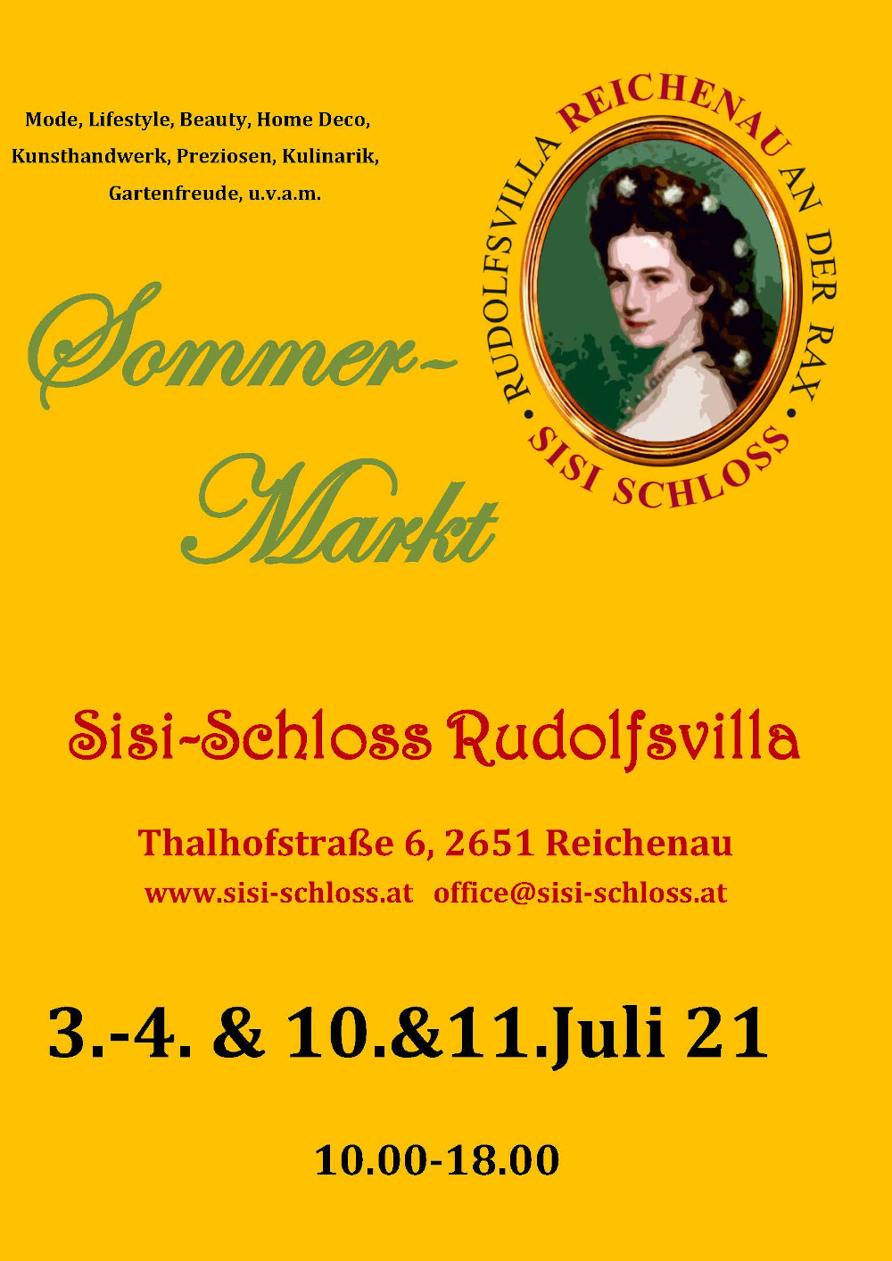 Plakat Sommermarkt Sisi-Schloss 2021